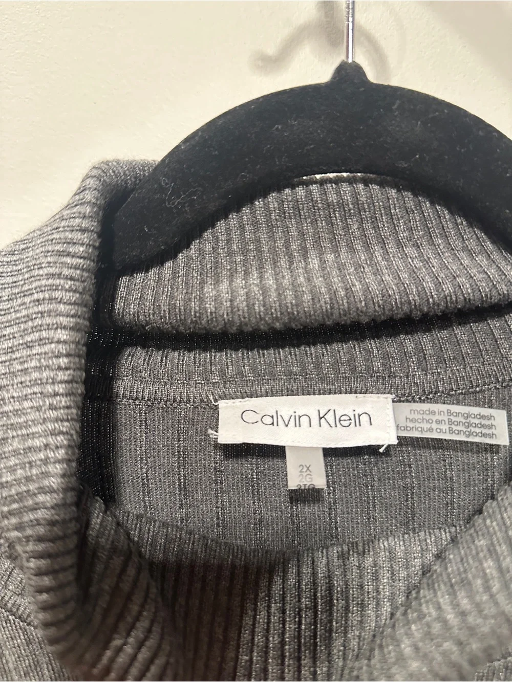 Calvin Klein Charcoal Gray Ribbed Turtleneck Sweater 2X